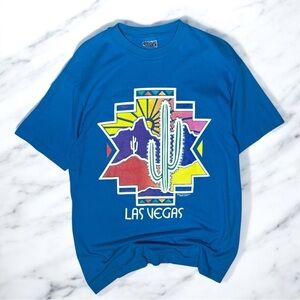 Vintage 90s Las Vegas Single Stitch Hanes Tee Rare Retro Desert Graphic